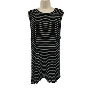 Forever 21+ Black & White Striped Sleeveless Knit Sweater Tunic Top Size 2X